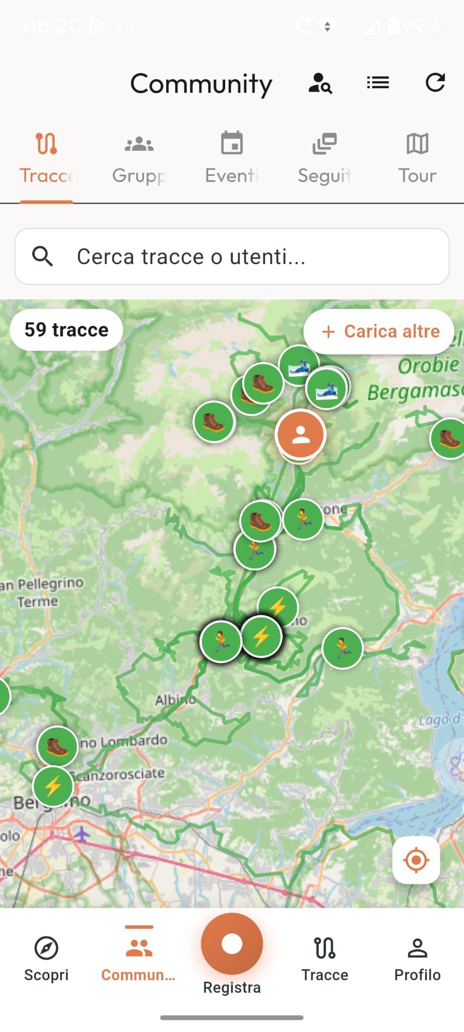 Mappa community con percorsi consigliati
