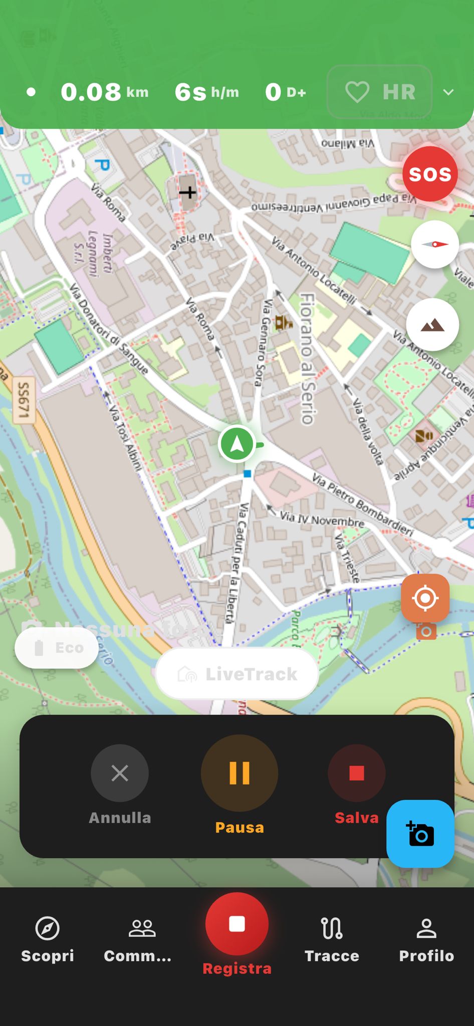 Registrazione traccia in modalità notte